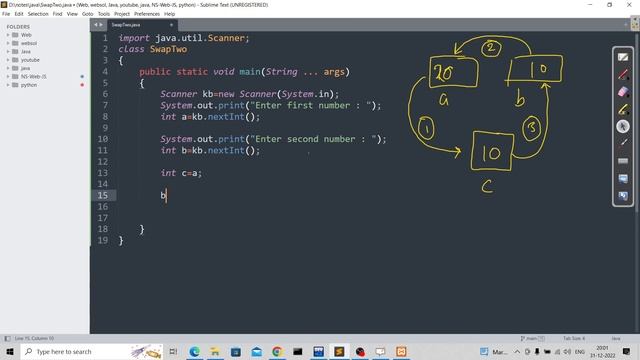 java program to swap value of two variables смотреть онлайн