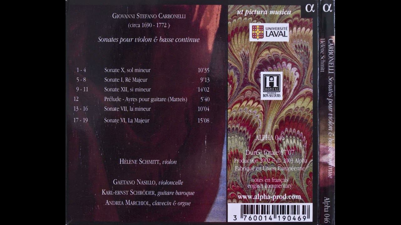 Giovanni Stefano Carbonelli - Sonates pour violon & basse continue смотреть онлайн