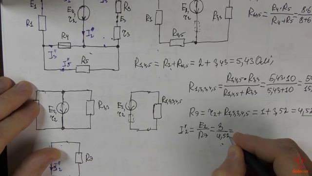 Урок 35. Метод наложения. Часть 2. Расчет сложной схемы электрической цепи. смотреть онлайн