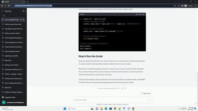 Read the body only the text of unseen email using imap python смотреть онлайн