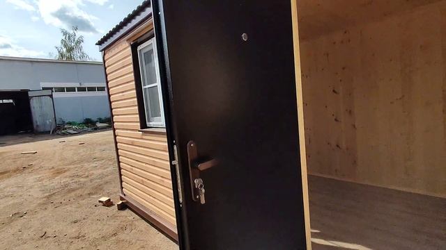 Дачный домик бытовка для жилья блок контейнер вагончик металлический 2.4х7х2.4м в цвете Орех 3D смотреть онлайн