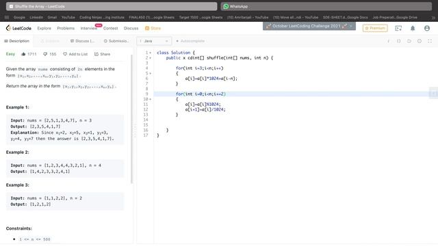 1470. Shuffle the Array || LeetCode Qsn смотреть онлайн