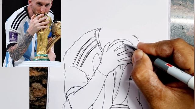 Lionel Messi With Fifa World Cup Drawing  // Messi Fifa Drawing  // Messi Drawing