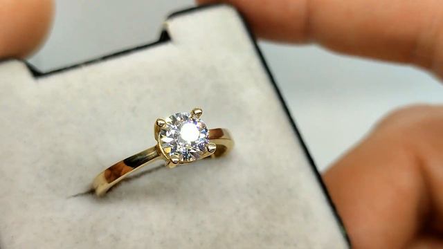 Кольцо желтое золото 585 проба белоснежный муассанит 1,0 кт смотреть онлайн