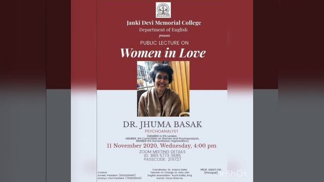 Women in love A lecture by Dr Jhuma Basak at Janki Devi Memorial College смотреть онлайн