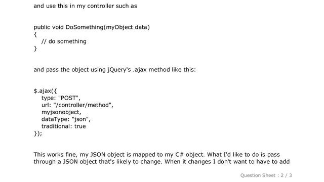 jQuery : Passing dynamic json object to C# MVC controller смотреть онлайн