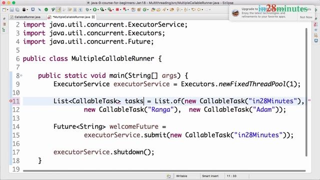 Java Executor Service Tutorial - 4 - Waiting for completion of multiple tasks using invokeAll смотреть онлайн