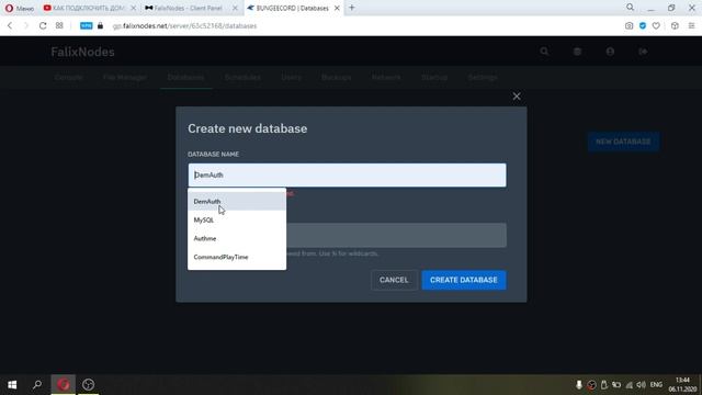 КАК СОЗДАТЬ DATABASE (БАЗА ДАННЫХ) - FALIXNODES? смотреть онлайн