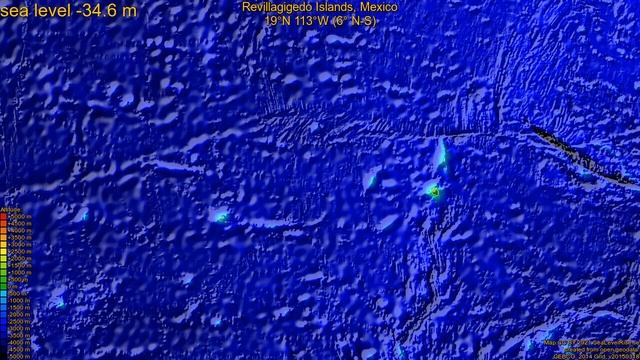 Revillagigedo Islands, Mexico, sea level rise -135 - 65 m смотреть онлайн
