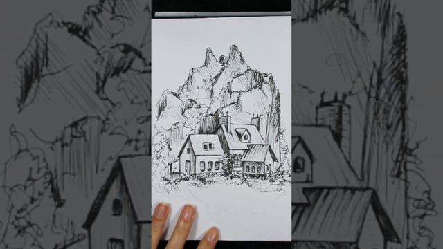 mountain hut #drawing #mountain смотреть онлайн