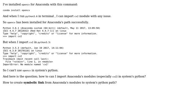 Ubuntu: How to import Anaconda's modules in system's python? смотреть онлайн