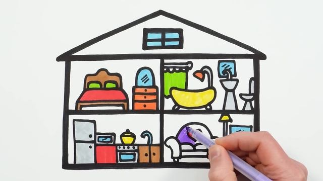 Big House Drawing, Painting and Coloring for Kids, Toddlers | How to Draw, Paint Easy смотреть онлайн