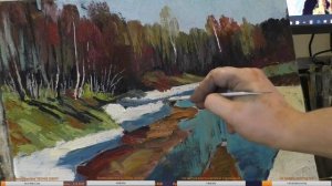 Живопись маслом. Как нарисовать весну, пейзаж.