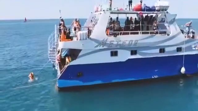 Прогулка на трёхпалубном катамаране «Метеор». Черноморское побережье г. Анапа. смотреть онлайн