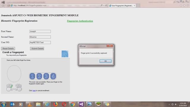 ASPNET Web Biometric DEMO using DigitalPersona 4500 Scanner смотреть онлайн