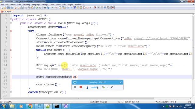 BIT SEM1 Java JDBC Insert смотреть онлайн