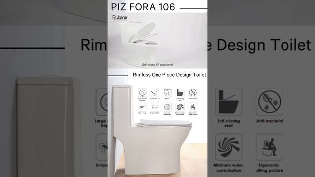 Rubine Piz Fora 106 Rimless One Piece Toilet Bowl 6