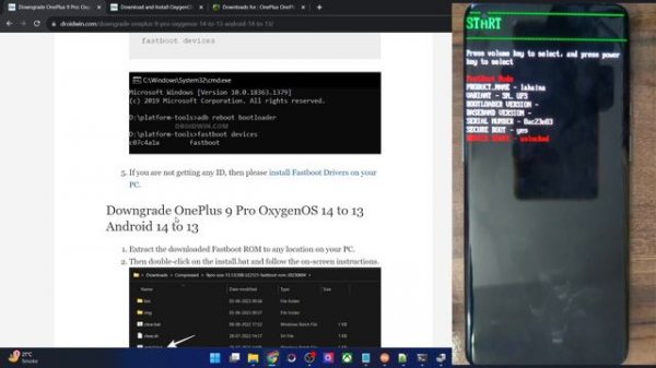 Downgrade OnePlus 9 Pro from OxygenOS 14 to 13 [Android 14 to 13] via Fastboot Commands