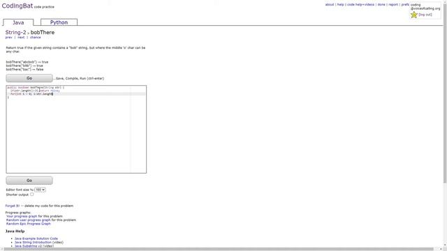 String-2 (bobThere) Java Tutorial || Codingbat.com смотреть онлайн