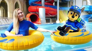 Сказки для Чейза Щенячий патруль - Гонки в аквапарке - Машины сказки из игрушек