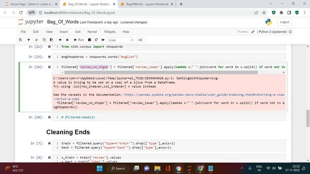 NLP | Bag of Words Modelling in NLP with Python - IV | Cleaning the data before BoW Creation | #8 смотреть онлайн