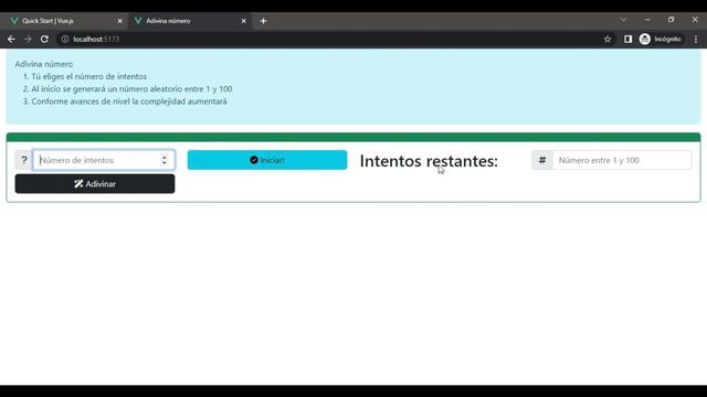 Adivina número Vue 3 смотреть онлайн