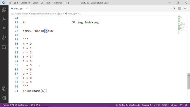 String Indexing in Python ?? |#23 Python Training in Hindi | Python Tutorial for Beginners смотреть онлайн