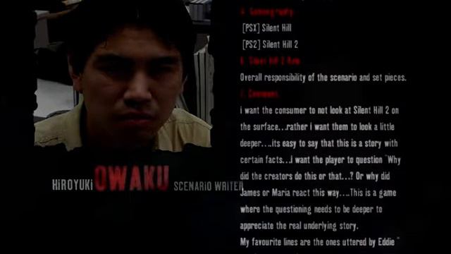 Hiroyuki Owaku - Biography from the Silent Hill 2 European bonus DVD смотреть онлайн
