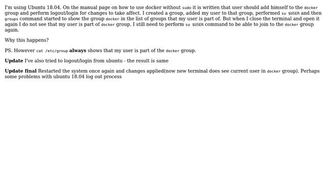 Docker group assignment doesn't affect the user смотреть онлайн