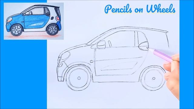 Как нарисовать машину электромобиль Смарт 2015 просто карандашами How to Draw ElectroCar Simple смотреть онлайн