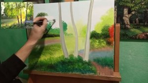 "Березы рассвет"как писать березы маслом часть#1