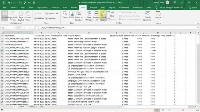 Excel 12 Freeze worksheet rows and columns hindi смотреть онлайн