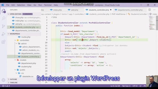 15-Développer un plugin WP avec le Framework WPMVC-Recherche-Etudiant-par-Département смотреть онлайн