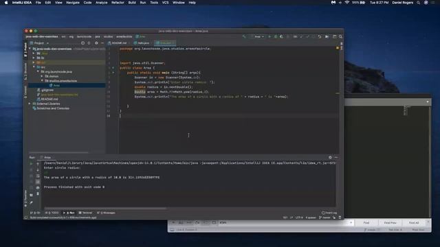 Java Data Types & Working with IntelliJ : Area of a circle смотреть онлайн