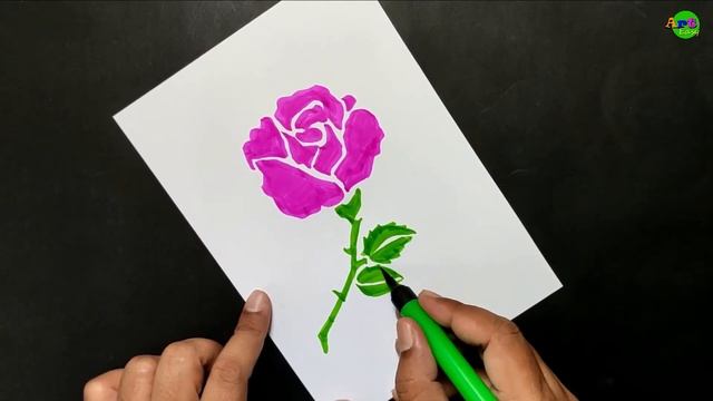 Pink Rose Drawing With Brush Pen || Very Easy смотреть онлайн