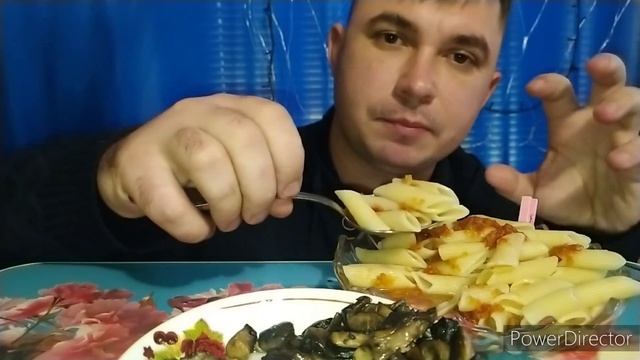 MUKBANG Жареные Грибочки з Макаронами Аджика