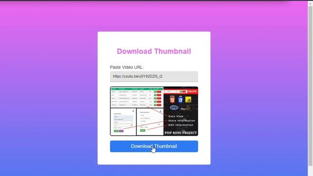 YouTube Thumbnail Download Mini Project Using HTML CSS JavaScript And PHP смотреть онлайн