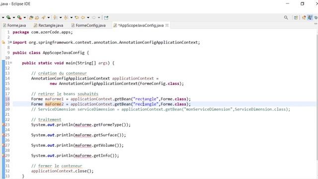 14.1 App, La portée en JavaConfig @Scope, Code смотреть онлайн