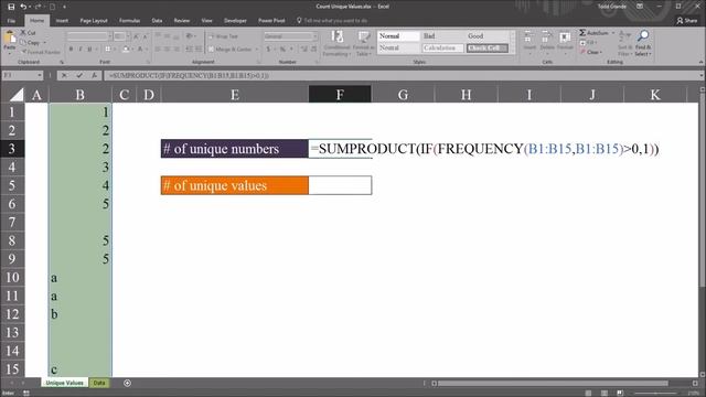 Calculating the Number of Unique Numbers and Unique Values in a Range using Excel смотреть онлайн