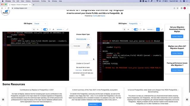 Oracle to Postgres converter by MigOps смотреть онлайн