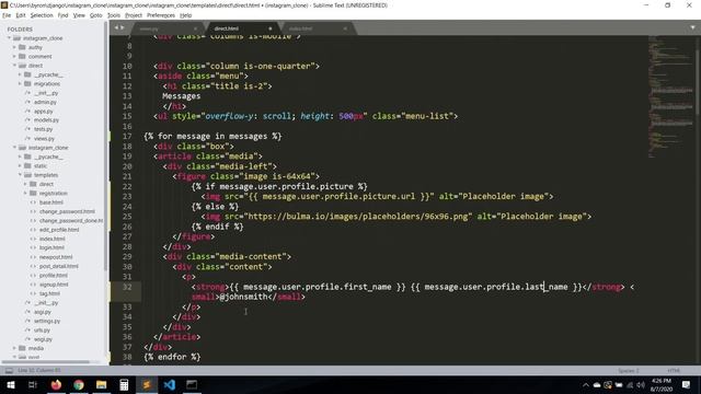 Django 3.0 Tutorial Instagram clone | DM inbox | 16 смотреть онлайн