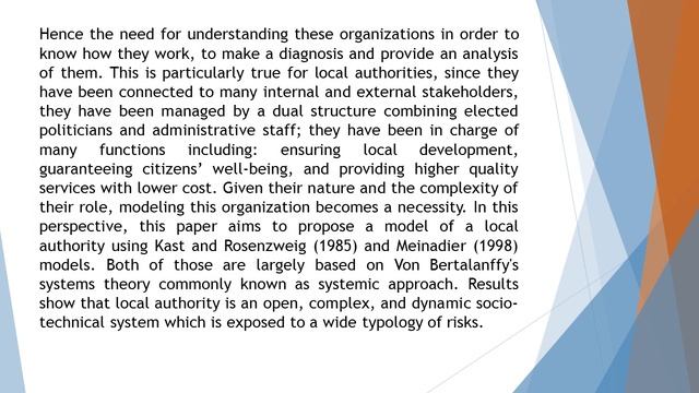 Towards a Proposal of a Local Authority Model Based on the Systemic Approach IJPPAR 2020 71 34 43 смотреть онлайн