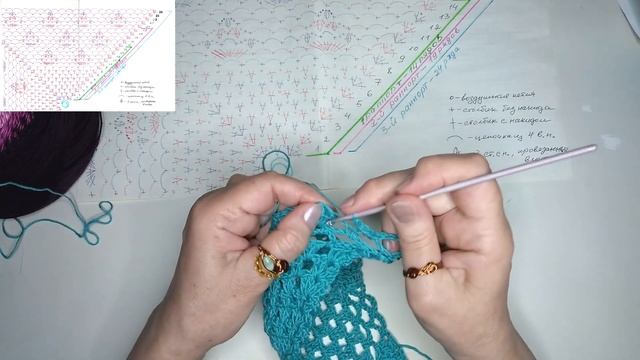 Новая треугольная шаль крючком на моем канале / Бактус "Георгин" из пряжи YarnArt Flowers смотреть онлайн