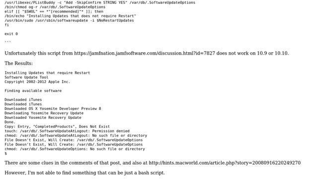 Apple: Bash Script to Auto-Update (and reboot) all Updates to Mavericks & Yosemite? смотреть онлайн