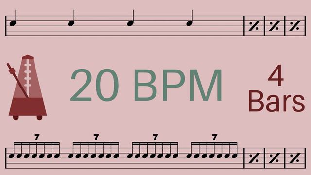 Metronome Click Track - 4 Bars Quarter to Septuplet Notes 20 bpm - Smartronome смотреть онлайн