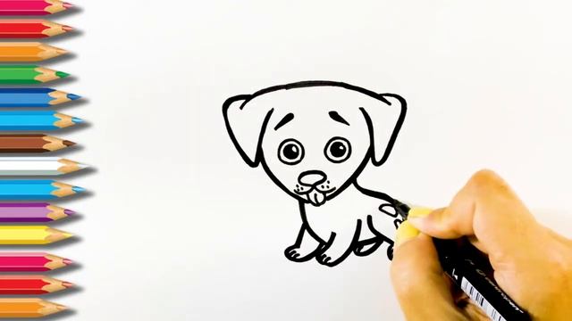 Раскраска для детей ЖИВОТНЫЕ - СОБАКА. Рисуем ЩЕНКА. Мультик - раскраска. УЧИМ ЦВЕТА на русском смотреть онлайн