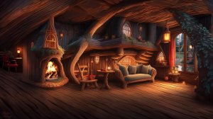 ? Шум дождя пение птиц и треск дров в уютном жилище Эльфов ☔️ Звуки дождя и камин для сна и релакса