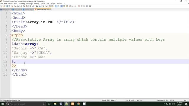 php tutorial in hindi part 19 Associative Array in PHP смотреть онлайн