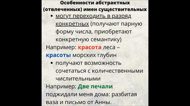 Имя существительное. Абстрактные (отвлеченные) имена существительные. Особенности смотреть онлайн