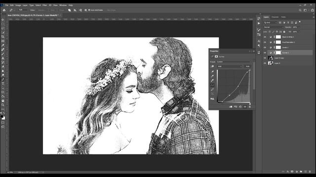 Photoshop: How to Turn a Photo into Pencil Drawing Sketch Effect смотреть онлайн